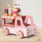 Wooden Ice Cream Truck Toys, Montessori Stacking Toys for Toddlers, Pretend Play Kitchen Accessories, Educational Gift for Kids