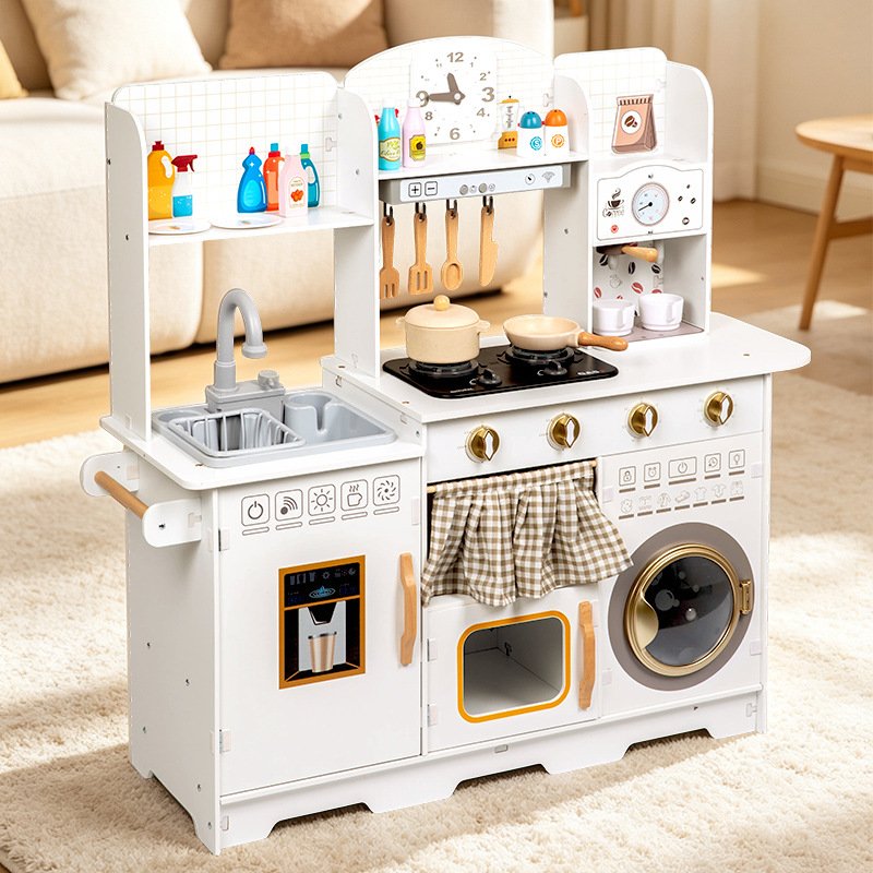 Wooden Play Kitchen Role Play Toy Set with Sink Washer for Kids Kitchen Food Toys Kids Kitchen Wooden Play Kitchen Role Play Toy Set with Sink Washer for Kids Kitchen Food Toys Kids Kitchen - Image 1