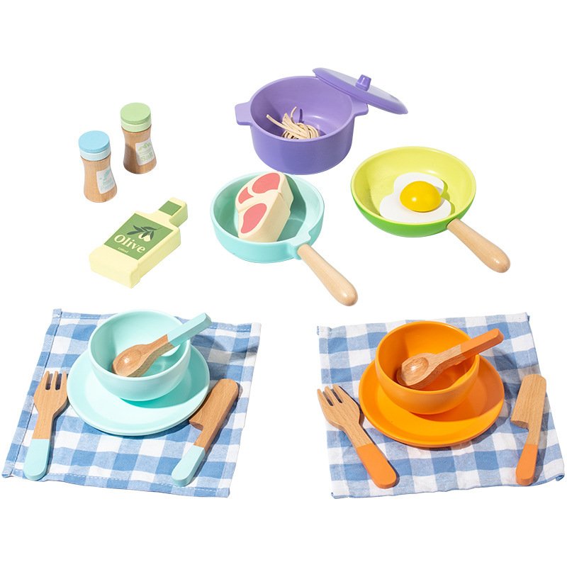 Wooden Playhouse Children Artificial Pretend Afternoon Tea Kitchen Set Eco-friendly Paint Educational Toy Wooden Playhouse Children Artificial Pretend Afternoon Tea Kitchen Set Eco-friendly Paint Educational Toy - Image 1