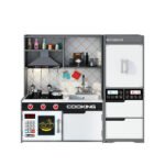 Wooden Pretend Cooking Kitchen Set Children Role Play Refrigerator Kitchen Toy Wooden Educational Toy