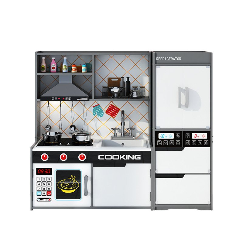 Wooden Pretend Cooking Kitchen Set Children Role Play Refrigerator Kitchen Toy Wooden Educational Toy Wooden Pretend Cooking Kitchen Set Children Role Play Refrigerator Kitchen Toy Wooden Educational Toy - Image 1
