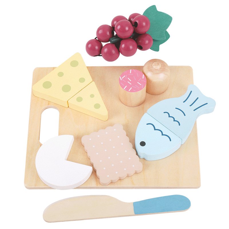Wooden Simulated Kitchen Toy Children's American Snack Set Pretend Play Educational Toy Wooden Simulated Kitchen Toy Children's American Snack Set Pretend Play Educational Toy - Image 1