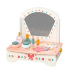 Wooden Simulation Cosmetic Ornaments Desktop Dressing Table Pretend Play Dressing Table for Girls Birthday Gift Toy