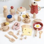 Wooden Simulation Pretend Play Milk Pot Tea Set Toy Children's Role Play Kitchen Tableware Tea Set Educational Toy