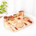 Children's Wooden Simulation Pretend Play Tableware Set - Plate, Spoon, and Cup Set - Parent-Child Interactive Educational Toy