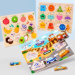 Wooden children's early education fun puzzle board for cognitive development, matching and puzzle pieces to improve hand-eye coordination and intelligence - Image 2