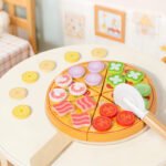 Wooden children's fruit pizza kitchen simulation cutting toy matching educational play early education toy set
