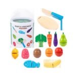 Wooden children's pretend vegetable cutting toy, magnetic fruit cutting toy, simulated kitchen early education and brain-training toy