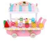 Wooden children's realistic toy ice cream truck sticks and popsicles offer early education, role-playing, and intellectual stimulation