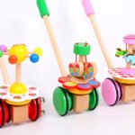 Wooden children's small and large educational toy push rod cartoon animal stroller baby stroller toy - Image 3