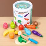 Wooden fruit and vegetable cutting toy