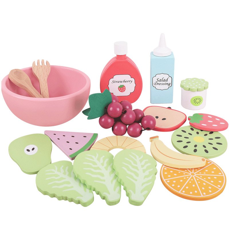 Wooden simulated kitchen toy, children's American fruit salad, pretend play educational toy Wooden simulated kitchen toy, children's American fruit salad, pretend play educational toy - Image 1