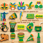 DIY Unfinished Wood Crafts Brazilian Football Refrigerator Magnets Wooden Fridge Magnets for Kids - Image 5