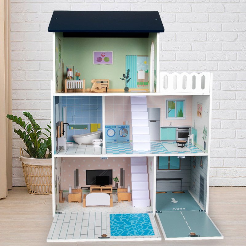 DIY Assembled Wooden Miniatura Doll House Toy with Furniture Set Educational Toy for Girls DIY Assembled Wooden Miniatura Doll House Toy with Furniture Set Educational Toy for Girls - Image 1