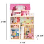 Pretend Role Play DIY Educational Toy Big Kids Wooden Doll House Villa With Doll Room Furniture Dollhouse