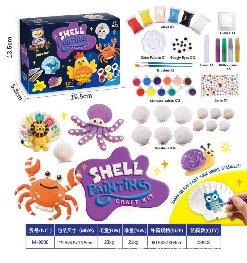 ducational Toys Glow in the Dark Rock Painting Kit Craft Gifts Drawing Product for Boys and Girls Children's DIY Crafts DIY Shell Clay Painting Kit Set Handmade Artwork Toy - Image 1