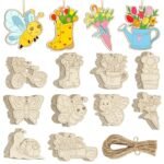 Hand-Painted Flowers Wooden Ornaments for Home Decoration Wood Crafts Wall Signs with Carving Plaque Model Painting Patterns