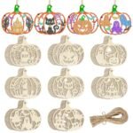 Wooden Unfinished Pumpkin Carving Hanging Decorations - DIY Fall Halloween Wooden Pieces Graffiti Decoration