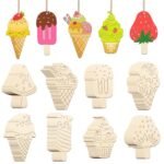 Hand-Painted Ice Cream Shape Wooden Ornaments for Home Decoration Wood Crafts Wall Signs