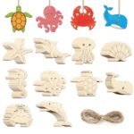 Laser Carved Handmade Wooden Decorations Marine Organisms Outcuts Polished Plywood Tableware for Art DIY Gift Styles