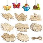 Wooden Spring Garden DIY Painting Craft Pendant Children's Drawing Toys Featuring Insect Dragonfly Butterfly Snail