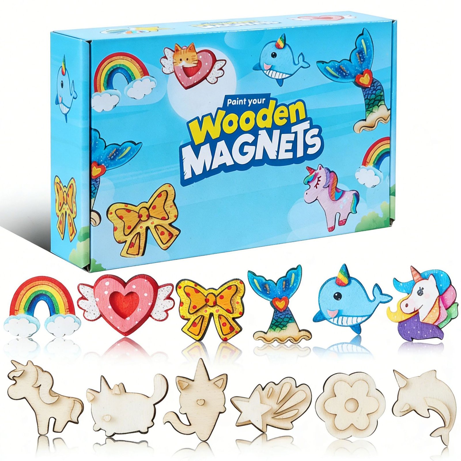 wooden diy painting set woonden diy painting set, 12pcs wooden crafts - Image 1
