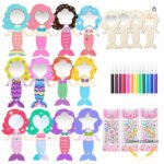 Mermaid Mirror Set for Children's Parties, Birthday Party, DIY Wooden Graffiti Painting Mirror Set