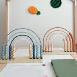 Toddler Math Teaching Aids Wooden Counting Game for Kids Rainbow Colorful Race Bead Game Children Educational Mathematics Toys
