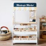 Wooden children's simulation playhouse, fruit cutting toy store, toy supermarket, card payment checkout playhouse