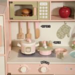 Pretend play pink and green refrigerator kitchen simulation oven washing machine baby vegetable washing and cooking set playground girl toy - Image 3
