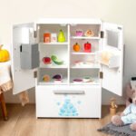 Children's wooden simulation playhouse refrigerator kitchen toy set, wooden beverage juice dessert - Image 2
