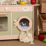 Pretend play pink and green refrigerator kitchen simulation oven washing machine baby vegetable washing and cooking set playground girl toy - Image 4
