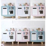 Factory-made children's mini kitchen with retro induction cooker, pots, pans, tableware, and role-playing toys