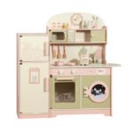 Pretend play pink and green refrigerator kitchen simulation oven washing machine baby vegetable washing and cooking set playground girl toy