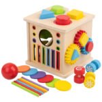 8-in-1 Montessori Early Education Box: Shape and Color Matching, Ball Throwing, Coin Throwing, Fine Motor Skills Early Education Toy