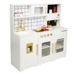 Early childhood education and play simulation kitchen set with sound, light, water, cooking, and interest cultivation - wooden toy