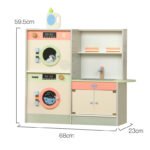 Wooden drum washing machine kitchen cabinet, pretend play toy, simulation laundry storage cabinet, birthday gift for boys and girls. - Image 2