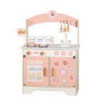 Wooden pretend kitchen toy for children and girls, simulated wooden kitchenware set, wholesale and customizable.