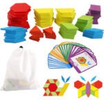 155 Piece DIY Wooden Creative Shape Tangram Montessori Educational Learning 3D Jigsaw Puzzle Games Toys Kids Children Boys Girls