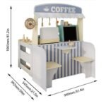 2-in-1 Wooden Pretend Play Set Mini Coffee Shop Kitchen DIY Baby Role-Playing Cooking Toy Paradise for Girls Boxed Small Shop