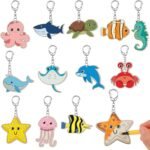 36pcs Unpainted Wooden Keychains - DIY Coloring Wood Crafts.Featuring 12 Unique Designs, Ideal for Home Activities, Art Projects