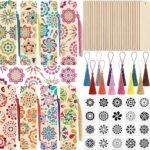 92 Pcs DIY Wood Bookmarks Kit Includes 36 Unfinished Blank Bookmarks for Teachers Students Bible Activities Back to School