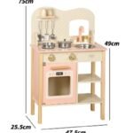 Baby Pink Wood Simulation Role Play Kitchen Set Educational Toy for Boys and Girls