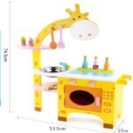 Cartoon Giraffe Water Proof Kitchen Cooking Assembled Montessori Wooden Kitchen Toys Educational Toys for Kids
