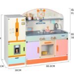 Children's Family Kitchen Toy Set Baby Cooking Stove Mock Grey Kitchen Wooden Play House Toy Role Play Toy