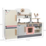 Classic Large Children Kitchen Play Game with Fridge Set Simulation Wooden Kitchen Toy Set