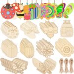 DIY Painting Wooden Crafts Wooden Bee Hanging Ornaments Unfinished Butterfly Wood Slices for Kids