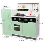 Green Children Wooden Cabinet Educational Learning Kitchen Refrigerator Cooking Play Toy