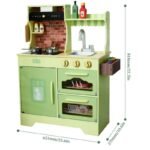 Green Kitchen Play Set for Kids with Realistic Cooking Stove and Simulation Pretend Play Toy Kit