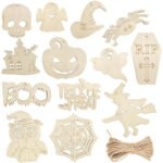 Halloween Hollow-Out Eco-friendly Modern Decorative Wood Pieces DIY Children's Creative Unfinished